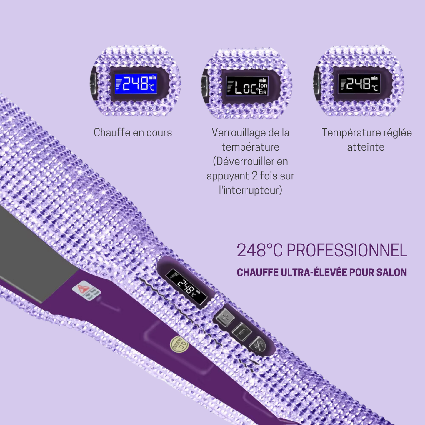 Lisseur Professionnel - RhinestoneStyler™ - Violet