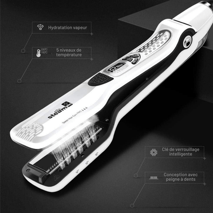 Lisseur Vapeur - VaporBrush™ - Blanc - Beauté Exquise