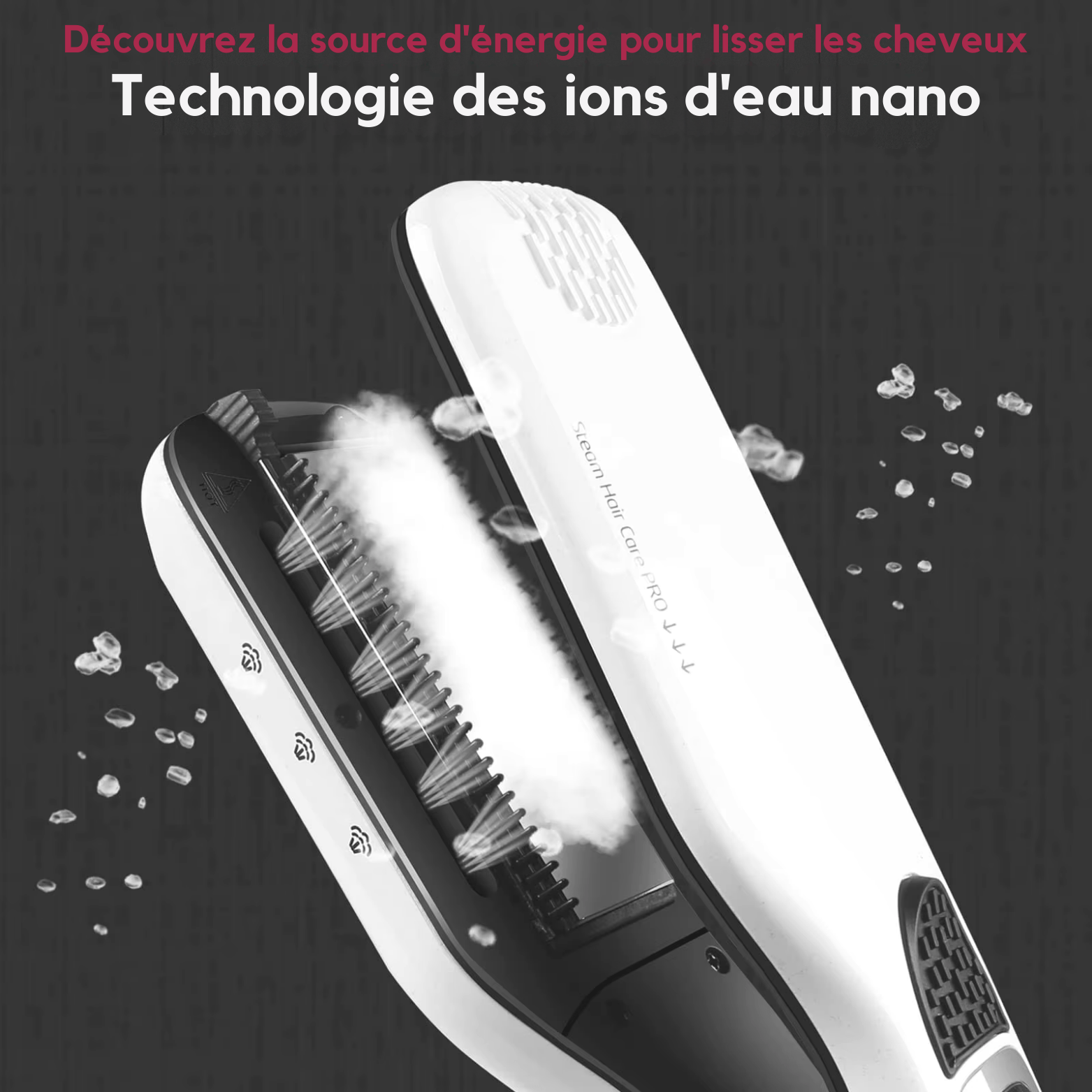 Lisseur Vapeur - VaporBrush™ - Blanc - Beauté Exquise