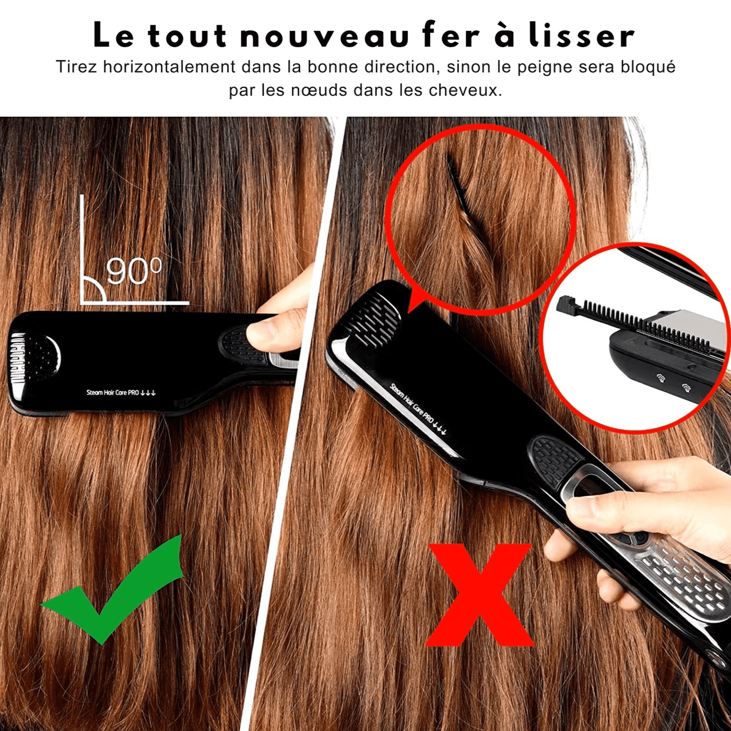 Lisseur Vapeur - VaporBrush™ - Noir - Beauté Exquise